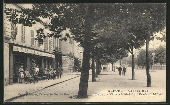 CPA Alfort, Grande Rue, Tabac - Vins - Hotel de l´École d´Alfort