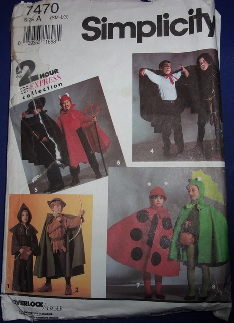 Simplicity Child Costume Size S-L Devil Robinhood Lady Bug Elvira Dracula #7470