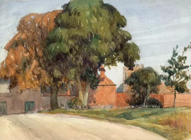 UPPER BROUGHTON NOTTINGHAMSHIRE - Watercolour Painting - HARRY WALTER YORKE 1945