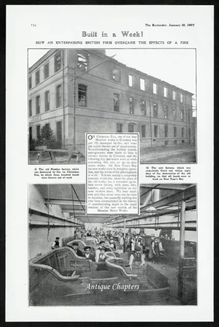 Humber Car Factory Fire Coventry 1907 Photo Article K305