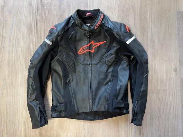 Motorradlederjacke Alpinestars Schwarz/orange neuwertig Gr. 50