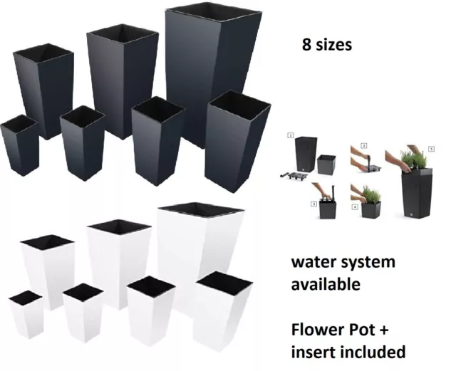 Tall Planter Plant Pot Flower with Insert Indoor Outdoor Garden Patio Home Large