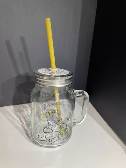 Winnie the Pooh 21 oz glass with lid and straw