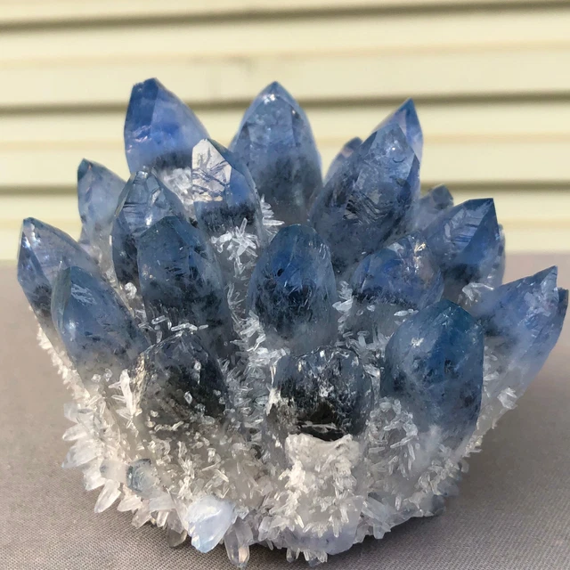 562g  New Find blue Phantom Quartz Crystal Cluster Mineral Specimen Healing