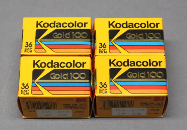 Kodak Kodacolor Gold 100 35mm Color Film EXPIRED 1990 4 Sealed 36-Exp Rolls