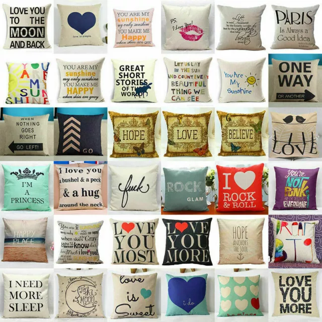 Cushion Cover Cotton Linen Square Home Decorative Throw  Waist Pillow Case