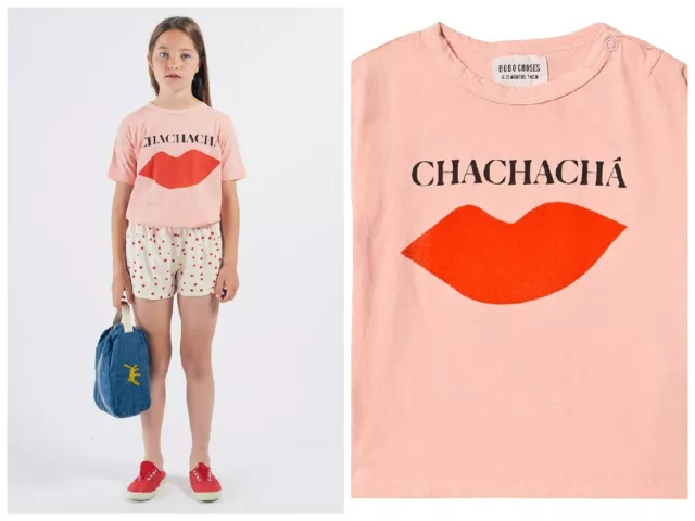 BOBO CHOSES Pink Chachacha Kiss Short Sleeve Tee T-Shirt Blooming Dahlia 6-12 M