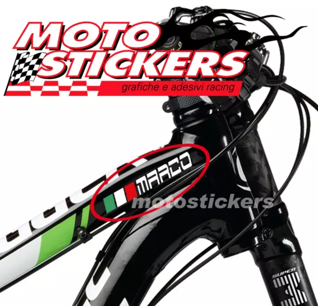 2 Nomi adesivi bici + bandiera - Bicicletta - decal stickers - motostickers