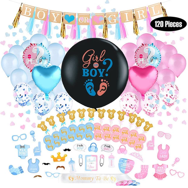 Boy or Girl Gender Reveal Party Deko Babyparty Junge Mädchen Ballon Topper