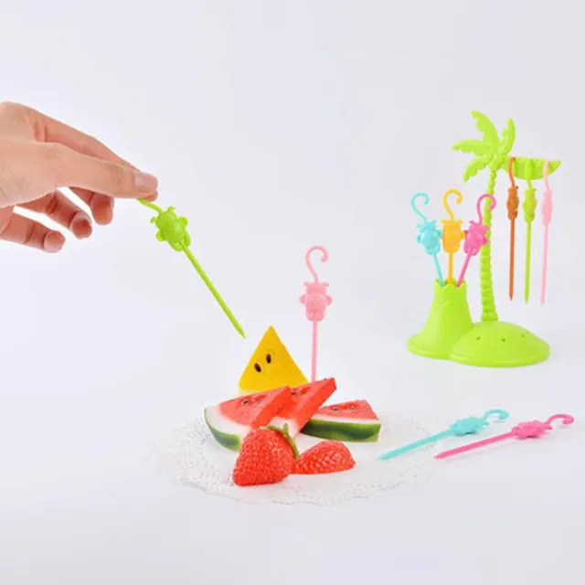 Mini Juego de Tenedor de Frutas de Animales de Animales para Tenedores de Postres Suministros para Fiesta de Pasteles DecorMG