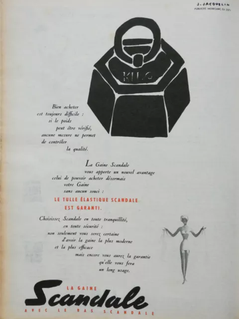 Publicité De Presse 1957 Le Tulle Élastique Scandale La Gaine - J.jacquelin