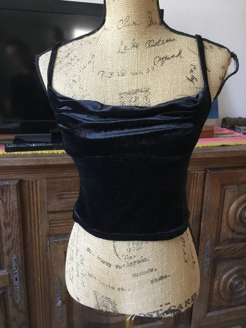 Haut Top Femme En Velours Noir Côte A Côte - Taille 38 - Neuf Sans étiquettes