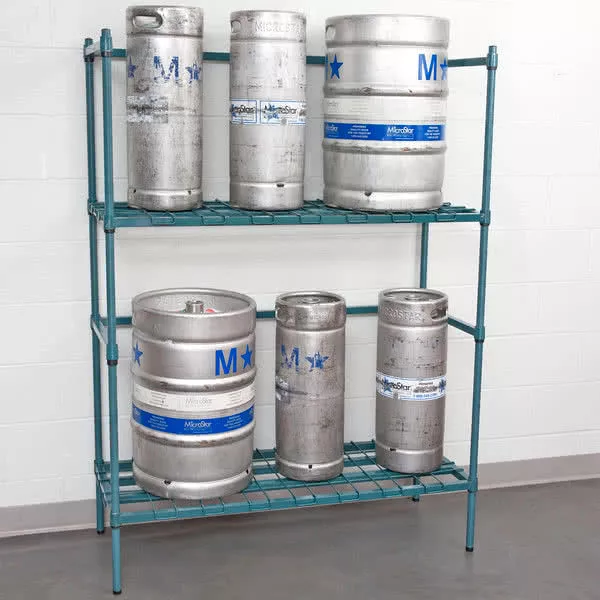 4 Keg Green Epoxy Wire Shelf RACK 18" x 48" x 64" Bar Full Half Kegerator Beer