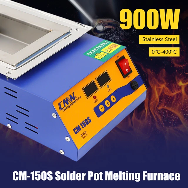 900W Lead Free Solder Pot Tin Melting Furnace Desoldering Bath 150mm 5.7kg 110V