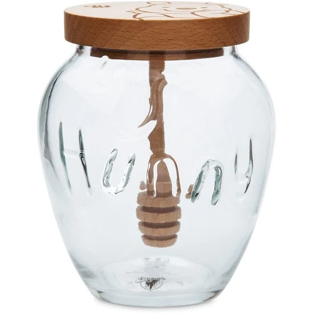 Disney Winnie the Pooh Glass Honey Jar w/free Winnie coffee mug