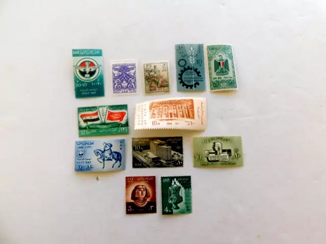 Egypt, UAR Mini Lot of 12 stamps, Mint/NH/VF, 1950's & 1960's