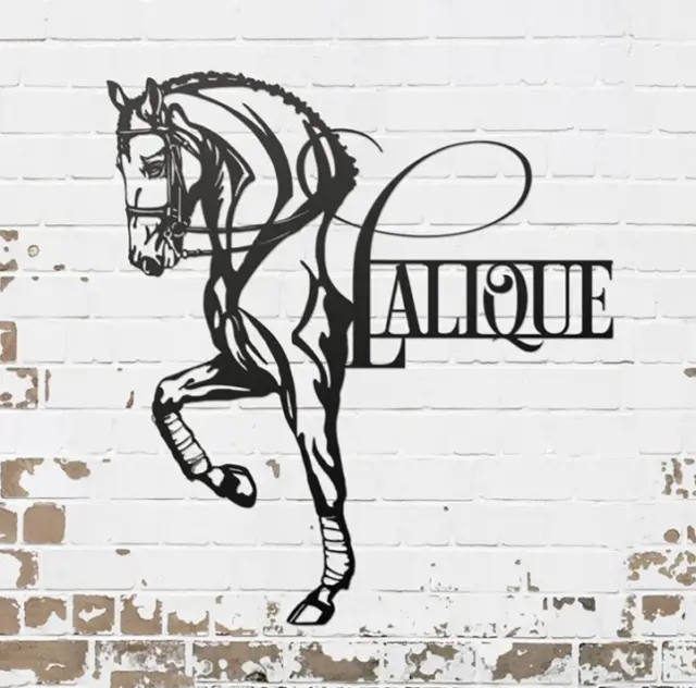 Personalized Horse Metal Wall Art,Custom Horse Farm Name Sign,Dressage Horse Gif