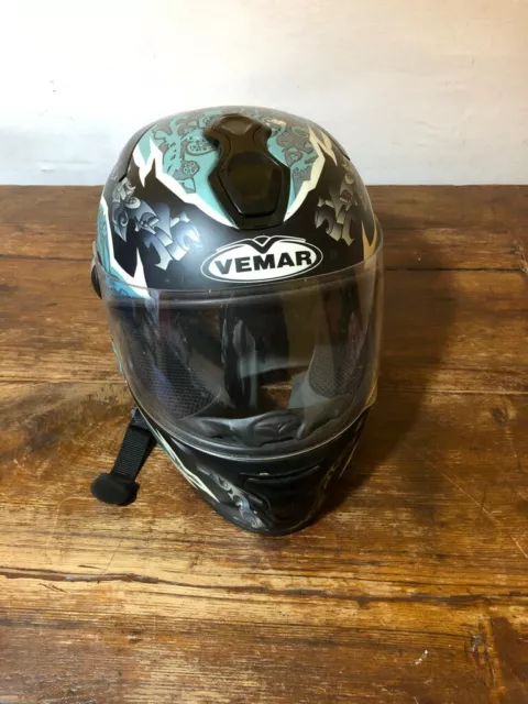 CASCO MOTO VEMAR 05300173 Color Nero Con Dettagli Grigi E Azzurri