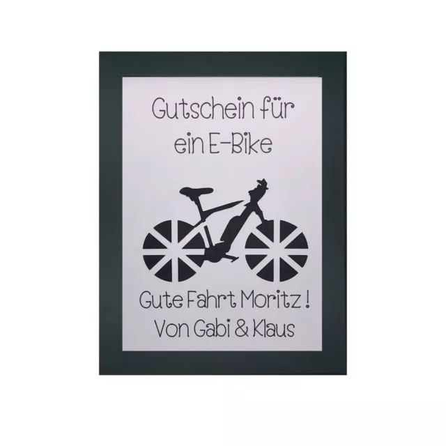 Personalisiertes Geldgeschenk im Bilderrahmen, Gutschein E-Bike verschenken