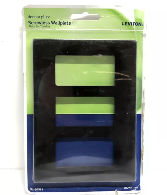 Leviton Brown Decora 3 Gang Decorative Rocker Screwless Wall Plate Cover
