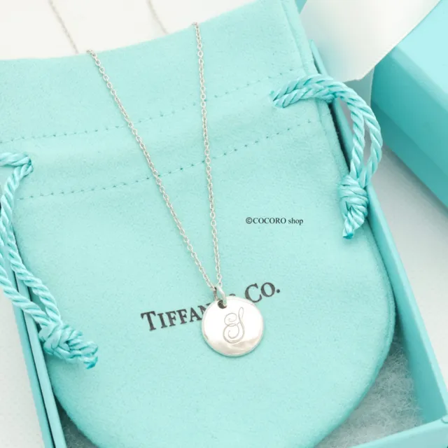 GIFT* Tiffany & Co. Letter S Notes Alphabet Initial Disc Necklace w/Box & Pouch 2
