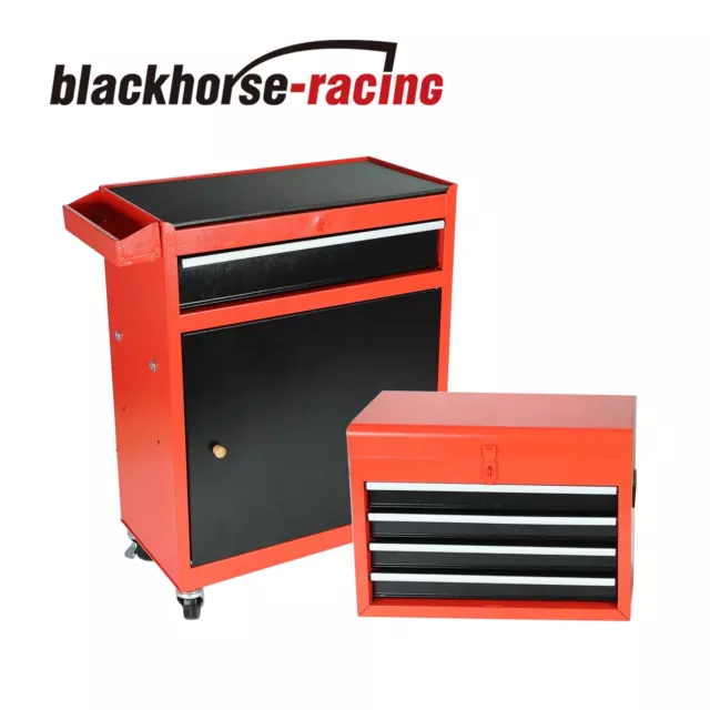 2 IN 1 Rolling Tool Box Organizer Tool Chest W/ 5 Sliding Drawers ...