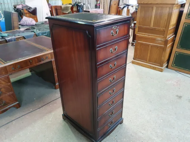 Stunningly Restored Large 4 Drawer Flame Mahogany Antique Style Filing Cabinet