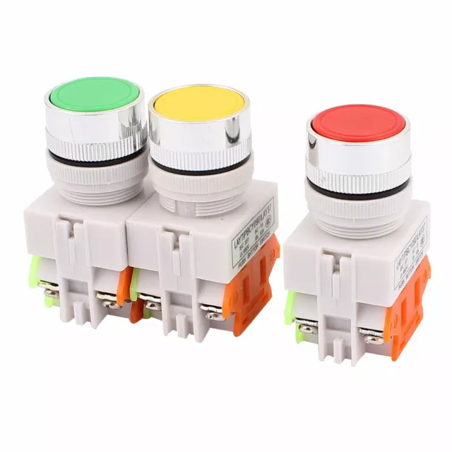 3PCS AC 660V 10A 1NO 1NC DPST 4-Pin Momentary Push Button Switch