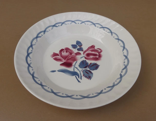 Plat Creux Rond / Légumier Ancien Estampillé EU – Céramique Blanche – Fabrication France