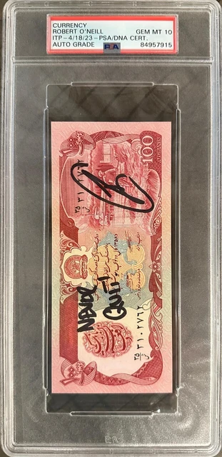 Navy SEAL Robert O’Neill Signed Original Afghan Currency Killed Bin Laden PSA 10