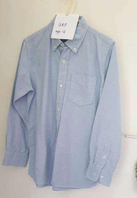 GAP Age 12-13 Long Sleeved Pale Blue Oxford Shirt Worn Once Excellent Condition