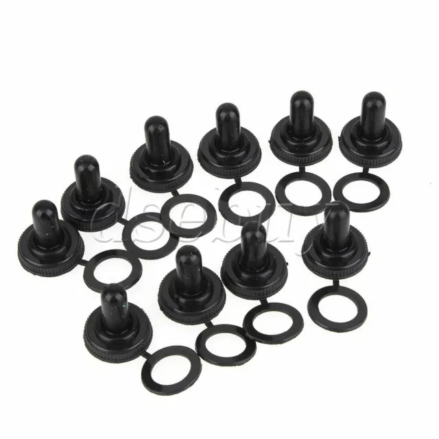 10 x Black Toggle Switch Rubber Resistance Boot Cover Cap 12mm Waterproof Lid