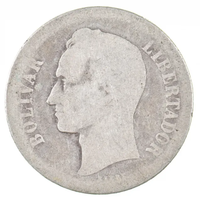 SILVER - WORLD Coin - 1919 Venezuela 2 Bolivares - World Silver Coin *951