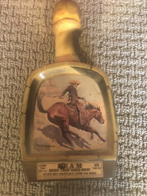 Authentic Jim Beam Whiskey Decanter Frederick Remington “The Cowboy” 1979