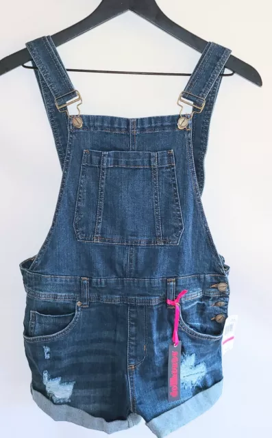 Dollhouse Juniors Size 11 W30 Blue Denim Short Overalls NWT