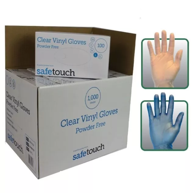 Blue & Clear Vinyl Gloves Disposable Powder & Latex Free Gloves Cleaning Food