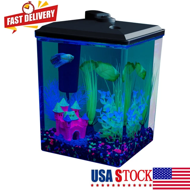 2.5 GAL CORNER Aquarium Kit w/LED Lighting and Filtration Fish Tank