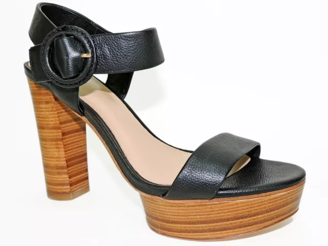Via Spiga Women's Ira Platform High Heel Sandals Black Leather Size 8.5 M
