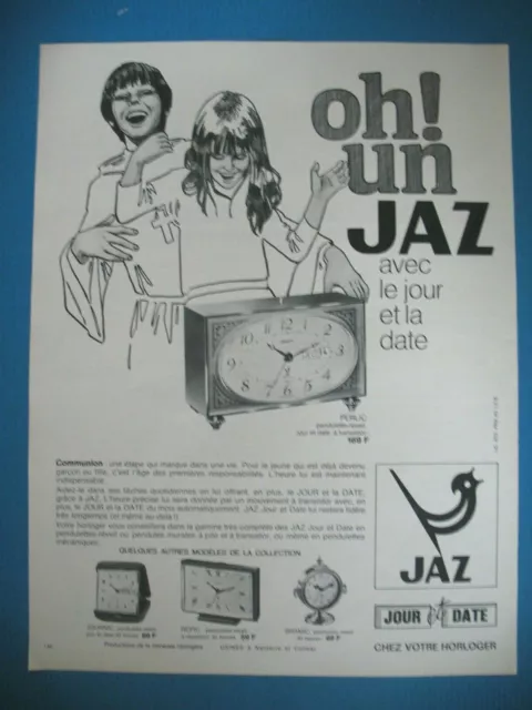 Publicite De Presse Jaz Pendulette Reveil Transistor Horlogerie Ad 1970