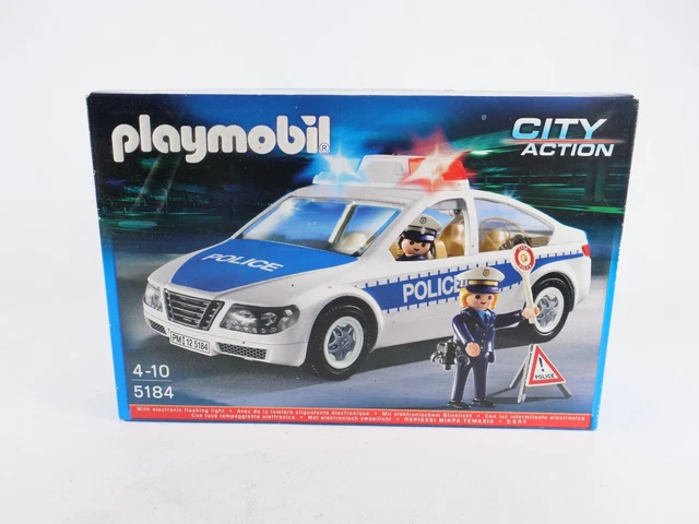 Playmobil 5184 Voiture De Police Avec Gyrophare Clignotant - 2 Persos Et Accessoires, Jeu De Construction Pour Enfants
