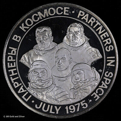 .925 Silver Franklin Mint Medal | Apollo 1975 USA & CCCP Partners in Space