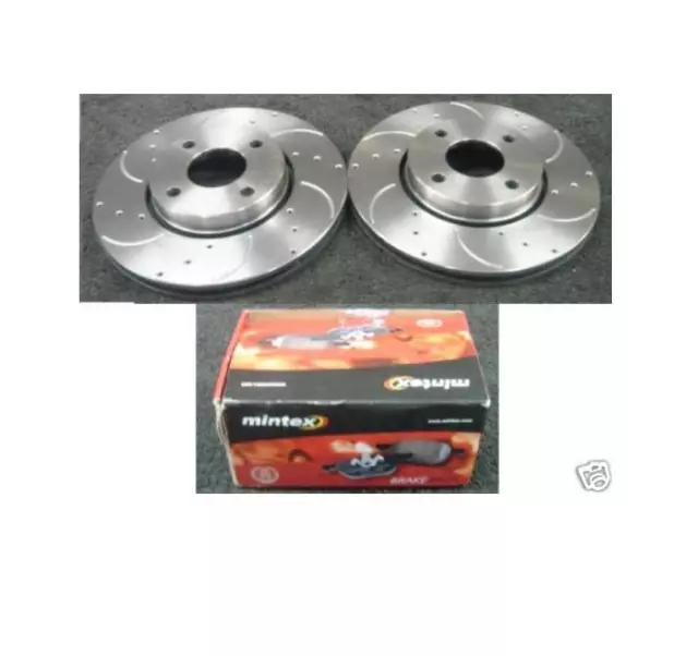 Ford Mondeo Ghia 2.5 V6  St24 St200 Brake Disc Drilled Grooved Mintex Pad Front