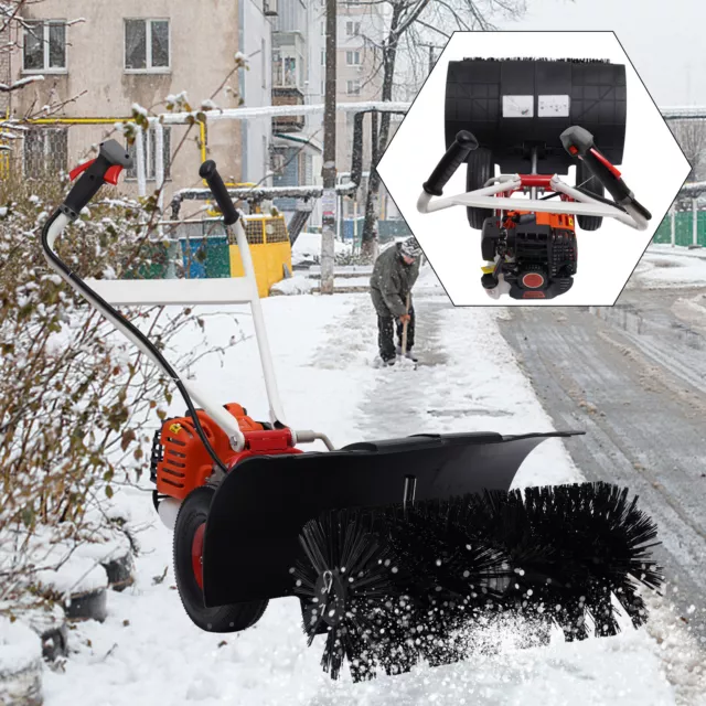 2.5HP 52CC Gas Power Sweeper Broom Driveway Turf Grass Cleaning Sweeping Machine