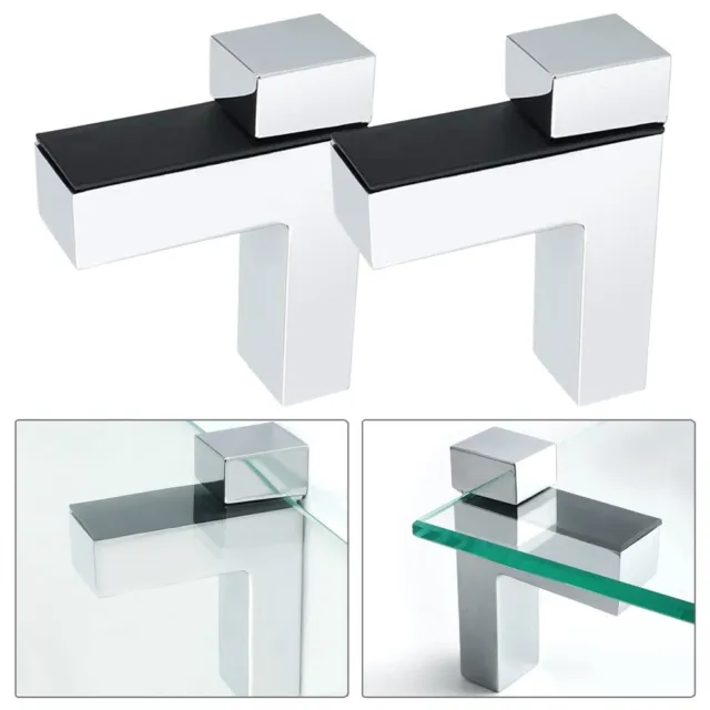 Uxcell Soporte de estante de cristal, abrazadera de cristal de aleación de  zinc macizo, soporte de pared ajustable para estantes de madera o vidrio de