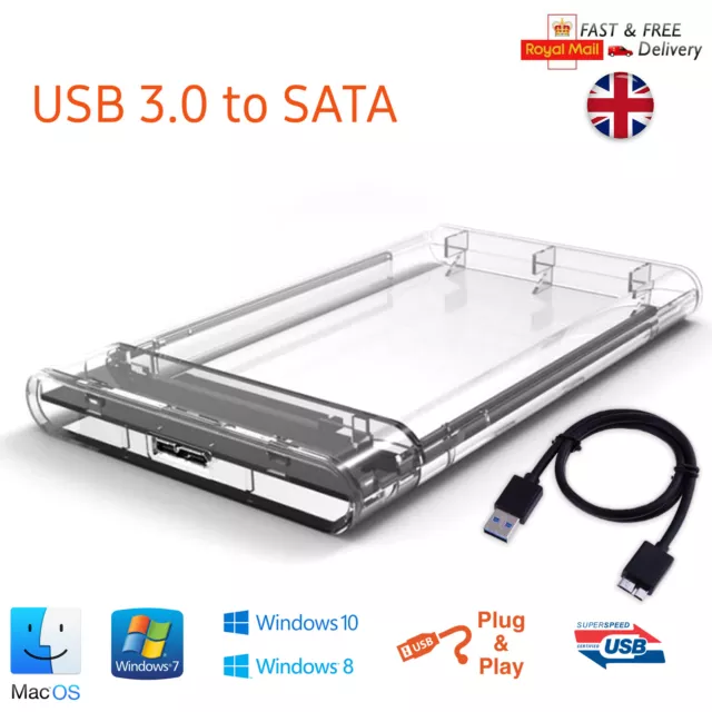 USB 3.0 to SATA Hard Drive Enclosure Caddy External Case For 2.5" Inch HDD SSD