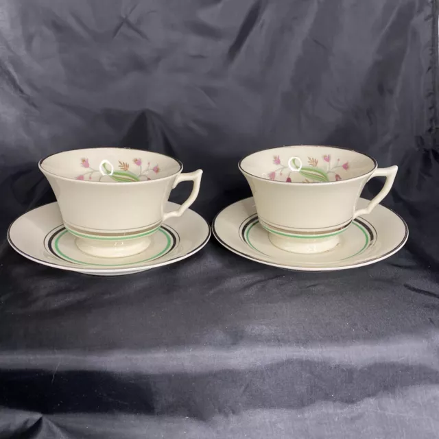 Vintage Op Co Old Ivory Syracuse China Cup And Saucer Set Lot Of 2 Floral Design