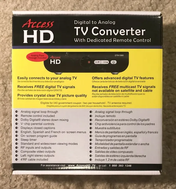 Access Hd Digital To Analog Tv Converter Box With Dedicated Remote Control