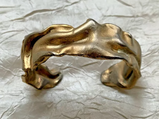 Vintage French Designer BRACELET M Gilt metal