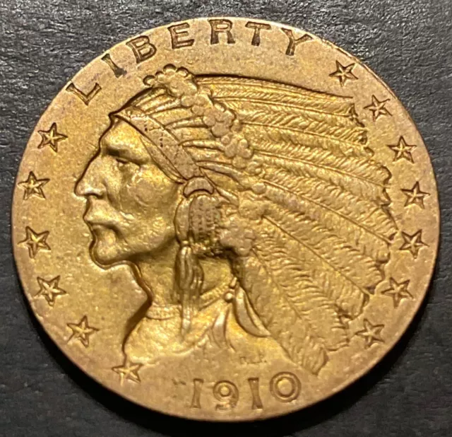 1910-P GOLD $2.50 Indian Quarter Eagle Choice Wonderful HIGH GRADE Coin L767