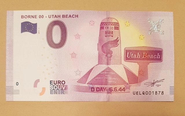 billet touristique souvenir 0 euro 2017 - Euro schein  - borne 00 utah beach